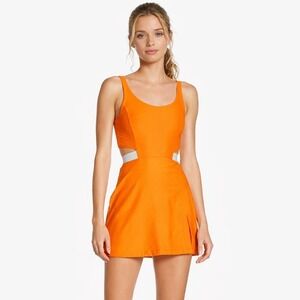 Outdoor Voices Court Dress Orange Side Cut Out Athletic Tennis Mini Dress Medium
